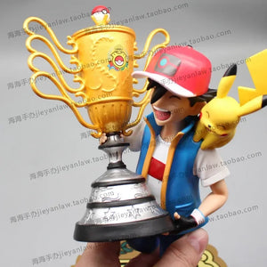 2024 New 28cm Pokemon Pikachu Champion Ash Ketchum Model Cartoon Characters Around Pvc Collection Model Desktop Ornaments Gifts
