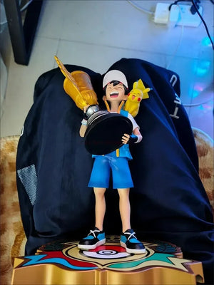 2024 New 28cm Pokemon Pikachu Champion Ash Ketchum Model Cartoon Characters Around Pvc Collection Model Desktop Ornaments Gifts