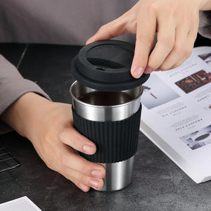 Reusable Coffee Stainless Steel Mug Creative Metal Japanese Style with Lid High Capacity Thermic Taza De Cafe Drinkware