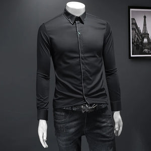 2022 Autumn Winter Luxury Elegant Trendy Men's Casual Fashion Shirts New Embroidery Long Sleeve Blouse Cool Clothes