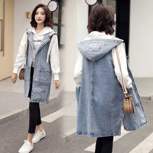 2024 New Top quality Spring Autumn Women vest  denim Female jacket Fashion long Sleeveless Waistcoat sherpa vest