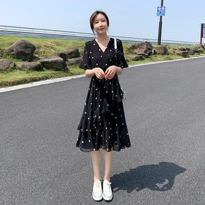 Black Clothing Chiffon Female Dresses 2024 Midi Satin Silk Women's Dress Chic and Elegant Pretty One-piece New in Promotion Y2k