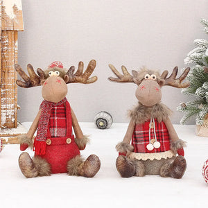 Christmas Decoration For Tree New Year Gift Reindeer Dolls Xmas Home Decoration Christmas Good Retractable Xmas Figurines