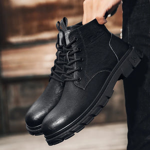 Tooling Boots Men's Ankle Leather Boot High Top RetroClassic British Anti-slip Street Motorcycle Shoes NewStyle Popular Model