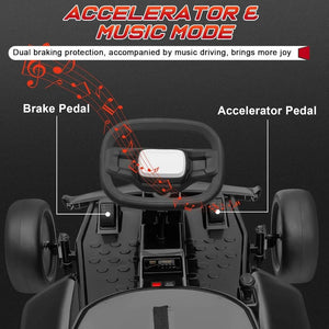 Go Kart, 24V Drift Kart Car W/ 10Ah Large Battery, 2x150W Powerful Motor, Drift/Sports Mode, Go Kart Ride on Race Car for Kids