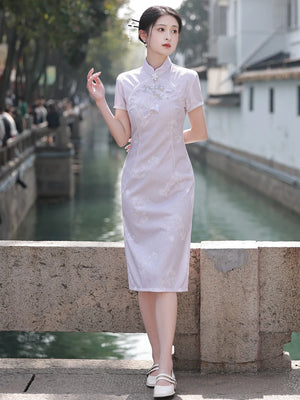 Young Gentle Elegant Lady Style Purple Graduation Cheongsam Spring and Summer New Daily Girls' Clothing Dress