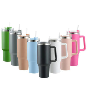 40oz Thermos Stainless Steel Vacuum Flasks Straw Cup with Handle Ice Tea Large Capacity Car Water Bottle Coffee Mug