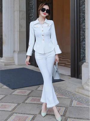 new spring autumn office lady Fashion casual brand female women girls stretch coat pants sets suits clothing