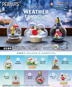 Re-Ment Original 6Pcs Peanuts Anime SNOOPY WEATHER terrarium Action Figure Toys For Kids Gift Collectible Model Ornaments