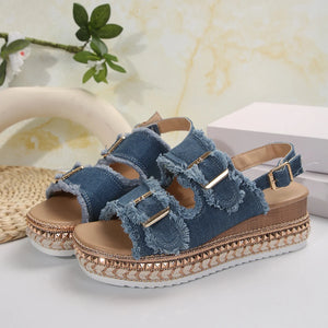 Denim Slipper Female Shoes Non-slip Comfortable Summer Flat Slippers Woman Slides Outdoor Beach Casual Shoes Women Heels Women