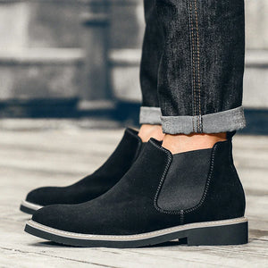 2023Casual shoes man  New Fashion Casual Men Ankle Chelsea Boots Male Shoes Cow Suede Leather Slip On Motorcycle Man Boot