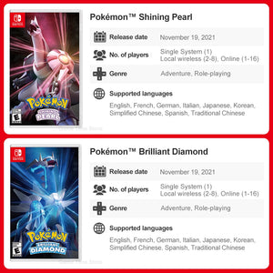 Pokémon Nintendo Switch Game Pokemon Pearl Diamond Sword Shield Pokémon Arceus Scarlet Violet Pikachu Lets Go Physical Game Card