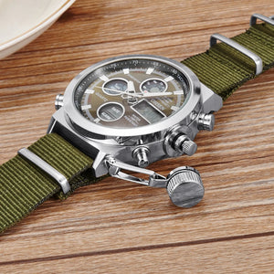 Outdoor Sport Watch Men Dual Time Waterproof Military Wristwatch Army Green Tactical Digital Quartz Watches Clocks reloj hombre