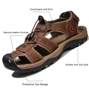 Genuine Leather Men Sandals Summer Men's Shoes Outdoor Water Shoes Leather Sandals For Men