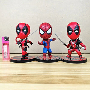 Super Hero Spiderman Deadpool Gesturing Version Deadpool Double Blade Version Action Figure Model Wacky Wobbler Bobble Head Doll