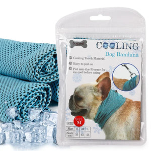 Dog Summer Ice Collar Reusable Physical Instant Cooling Bandana with Leash Hole Prevent Heat Stroke Outdoor Breathable Pet Scarf