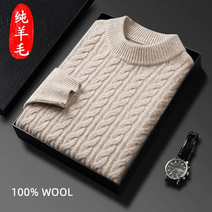 winter 100 wool sweater men cable top fashion clothes mens white clothing vintage black pullover sweaters luxury knit streetwear