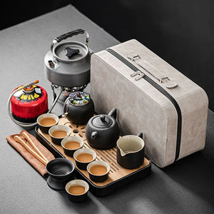 Travel Chinese Tea Set Complete Teapot Gaiwan Ceremony Serving Kung Fu Ceramic Tea Cup Set Infuser Gift Taza De Te Drinkware