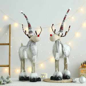 Christmas Large Standing Elk Plush Doll With LED  Lights Navidad Figurine Reindeer Ornaments For Xmas Kid Gift Home Decorations