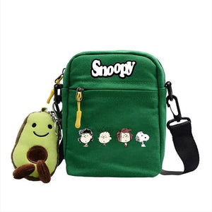 Snoopy Cartoon Four Colours Canvas Small Square Bag Men and Women Students High Value Anime Printing Shoulder Slanting Cross Bag