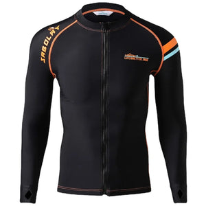 Men's Lycra Long Sleeve rash guard suit Surf  Swim Swimming Shirt  Black