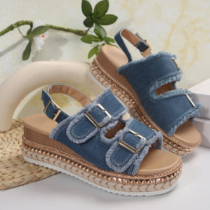 Denim Slipper Female Shoes Non-slip Comfortable Summer Flat Slippers Woman Slides Outdoor Beach Casual Shoes Women Heels Women