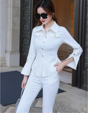 new spring autumn office lady Fashion casual brand female women girls stretch coat pants sets suits clothing