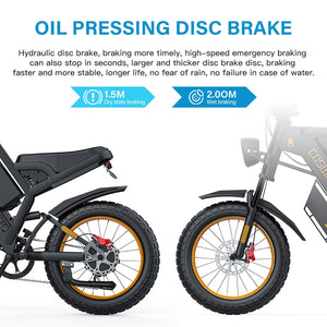 Motorcycles Electric bike Mountain bikes 1500W Electric motorcycle for aduto 20 Inch Fat tire e bike 48V  Road Ebike dirt bike