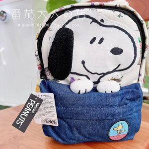 26*18*10Cm Japanese Snoopy Cartoon Cute Children Printing Schoolbag Backpack Kawaii Anime Plush Toy for Boys Birthday Gifts