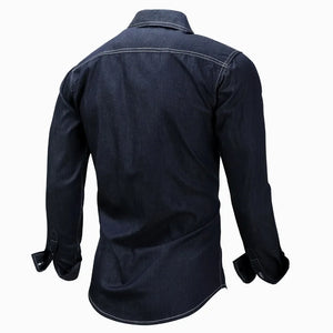 3XL Mens Lapel Cardigan Long Sleeve Demin Shirts Male Outdoor Hiking Cycling Training Shooting Climbing Breathable Tactical Tops