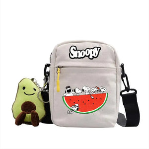 Snoopy Cartoon Four Colours Canvas Small Square Bag Men and Women Students High Value Anime Printing Shoulder Slanting Cross Bag