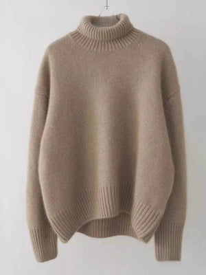 2024 Autumn and Winter New Thick Cashmere Sweater Women High Neck Pullover Sweater Warm Loose Knitted Base Sweater Jacket Tops