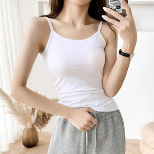 Women Solid Color Cotton Camisoles Vest Women Crop Tops Female Summer Sexy Strap Basic Tops Sleeveless Camisole Lingerie T-shirt