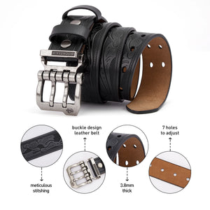 2024 BISON DENIM Men Belts Cow Split Genuine Leather Pin Buckle Business Waist Straps Retro Pin Buckle Fancy Male Belt For Jeans