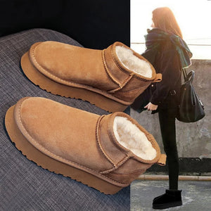 Winter Women Short Plush Warm Snow Boots Casual Shoes 2024 New Suede Fur Chelsea Ankle Boots Flats Platform Ladies Shoes Botas