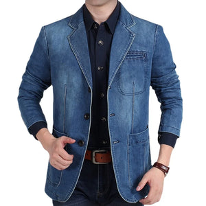 Spring Casual Cotton Denim Suit  Men Jacket