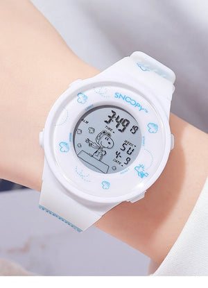 Genuine Snoopy Luminous Electronic Watch School Girls Sports Student Electronic Watch Birthday Gift