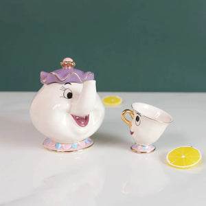 Disney Teapot Cartoon Beauty And The Beast Coffee Pots Mug Mrs Potts Chip Cup Tea Cup Pots One Tea Sets Droshipping Cute Gifts