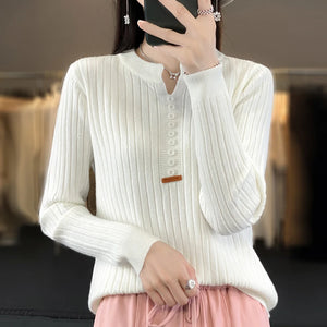 Women's Sweater Autumn/Winter New Solid Color Knitwear V-Neck Pullover Ladies Clothes Fashion Blouse Korean Style Loose Tops