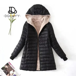 Women's Jacket Winter New Mid Length Korean Edition Hooded