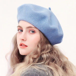 100% Wool Beret Hat Women Winter Thick French Hat Girls Solid Color Autumn Berets Caps Hats For Women Flat Cap Hat Felt Berets