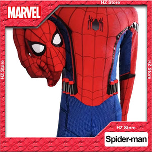 Marvel Holland Spider-man Bodysuit with Mask 1:1 3D Pattern Handmade Spiderman Jumpsuit Halloween Cosplay Costume for Man Gift