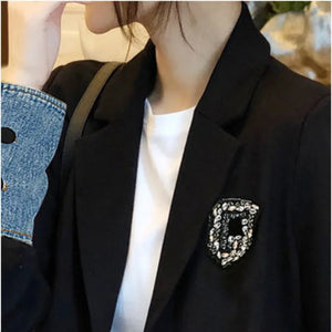 Graphic Female Jeans Coat with Print Sequin Black Patchwork Diamonds Outerwears Long Trench Women's Denim Jackets Spring Autumn