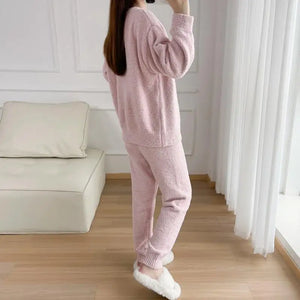 Anime Cartoon Snoopy Women's Warm Pajamas Autumn Winter New Long Sleeve Thickened Round Neck Cute Homewear Set Gift for Friends