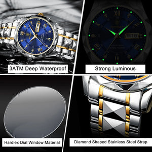 POEDAGAR Top Luxury Men Quartz Watch For Men Sports Waterproof Luminous Stainless Steel Date Week Men's Watches Male Clock reloj