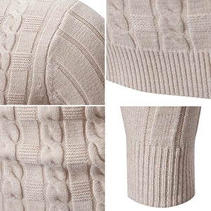 2024 Autumn and Winter New Men's Fried Dough Twists Knit Pullover High Neck Thin Knit Sweater Warm Tight Top M-3XL