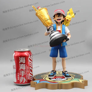 2024 New 28cm Pokemon Pikachu Champion Ash Ketchum Model Cartoon Characters Around Pvc Collection Model Desktop Ornaments Gifts