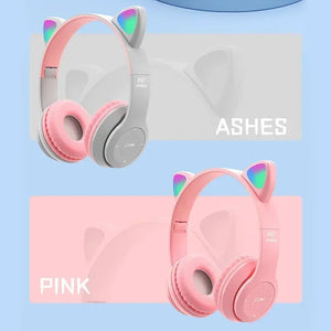 Hot P47M Wireless Headphone Flash Light Cute Cat Ears Fone with Mic Control LED Stereo Music Helmet Phone Bluetooth Headset Gift