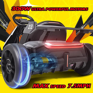 300W Powerful Drift Kart Electric Pedal, with 2X150W Strong Motor,Sports Mode, EVA Tire, Brake Pedal, 4-Level Length Adjustment