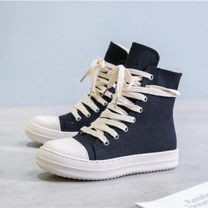 Rick high-top shoes, thick-soled women's shoes, canvas boots, lace-up casual boots, women's sports shoes, men's sports shoes